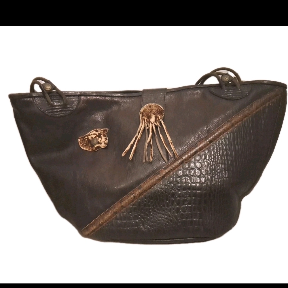 Elegant Black Leather Tote Bag